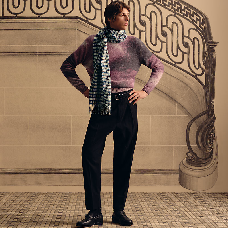 H Ecossais scarf - White | Hermès Canada